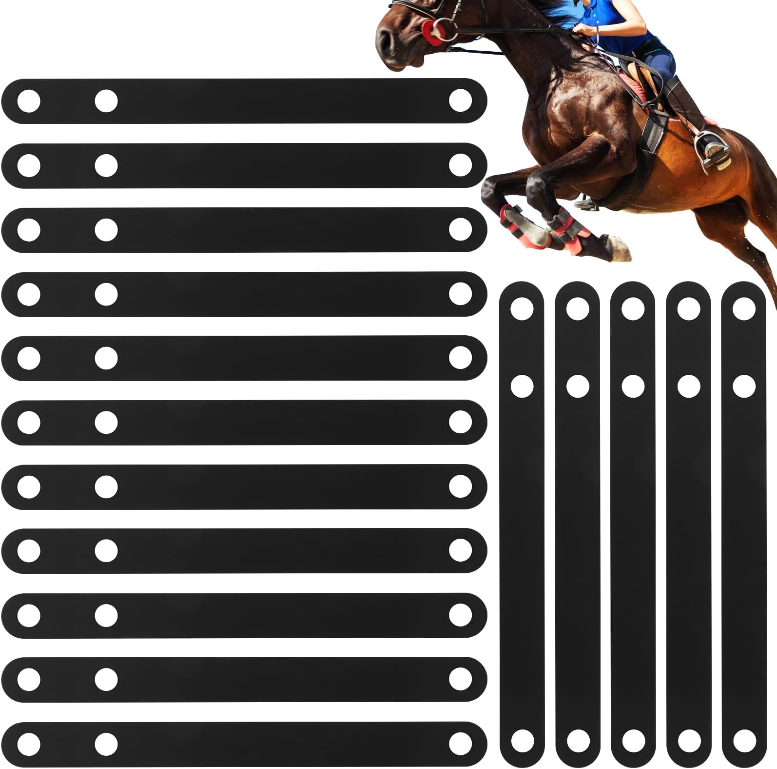 16 Pcs Black Rubber Spur Keeper Heel Straps Adjustable Single Ply Boot Straps for Men Women Cowboy Cowgirl Horse Riding, 9.84 Inches
