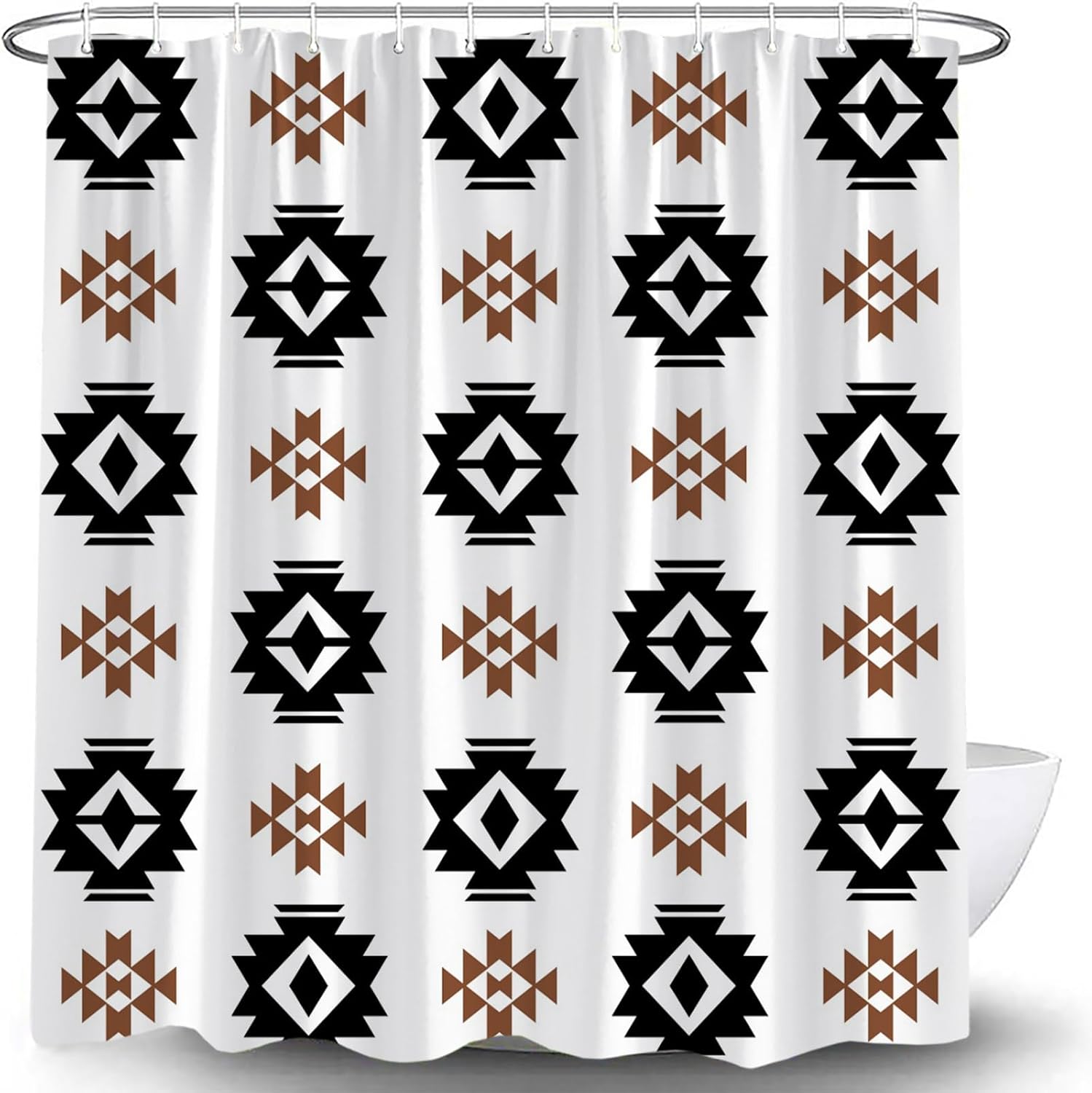 Western Aztec Shower Curtain Boho Abstract Geometric Modern Southwestern Native Tribal Navajo Ethnic Vintage Bathroom Curtains Decor with Hooks
