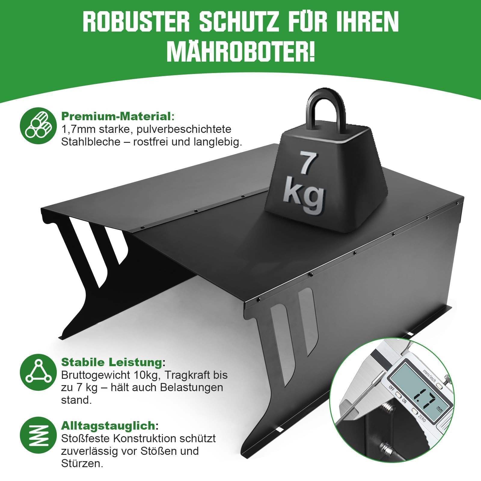 Stahl Mähroboter Garage Rasenroboter Dach Rasenmäher Garage, 78x61x31 cm | Schutz vor Sonnen Regen & Wind,Überdachung Dach Carport Unterstand, Rasenmäher Roboter Garage Rasenmäher Dach Mähroboter Dach