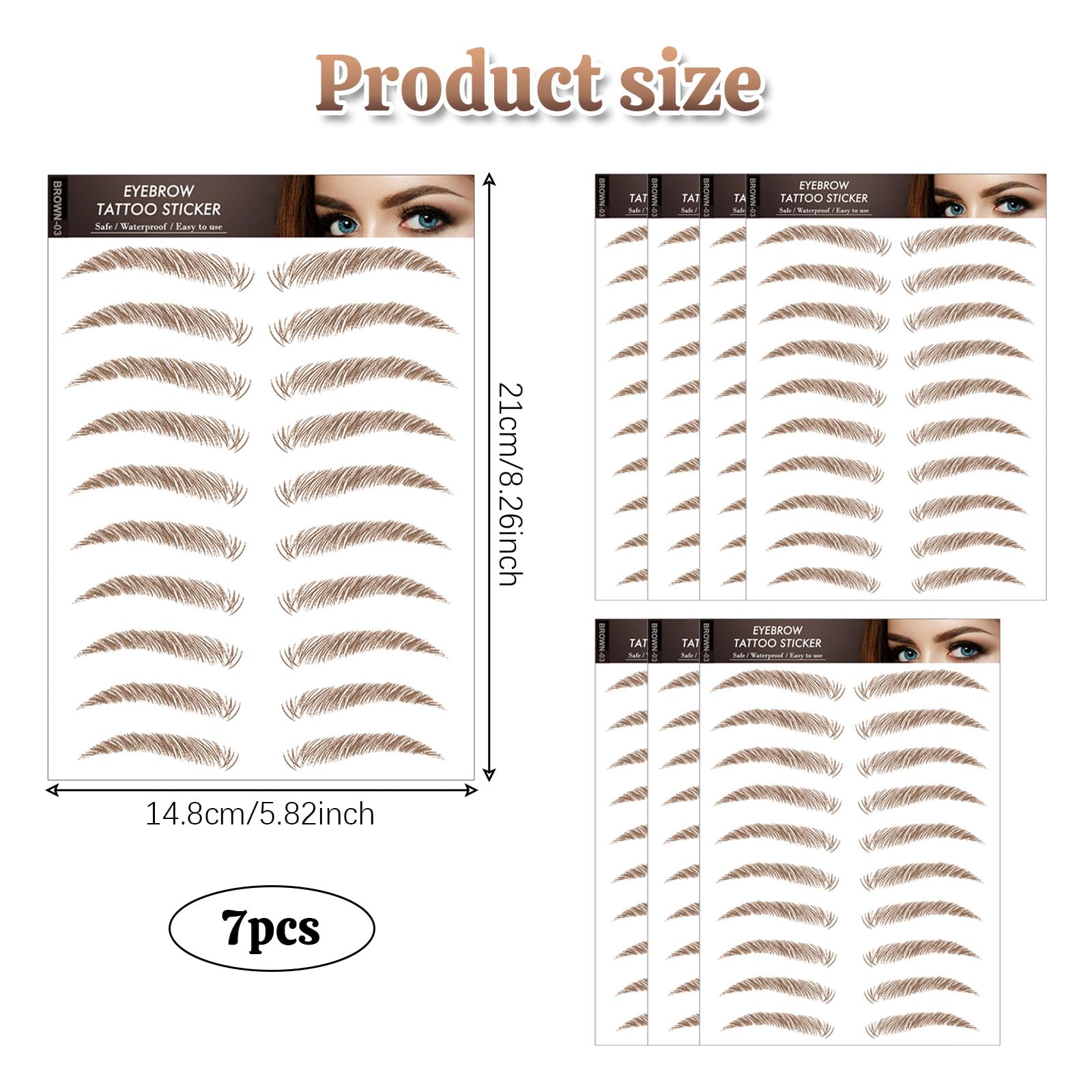 AWAVM 7Sheets/77Pairs 4D Hair-Like Eyebrow Tattoo Stickers Waterproof Natural Fake Stickers,Long Lasting Eyebrow Grooming Shaping Perfect for Women and Girls (Brown-03) - Image 2