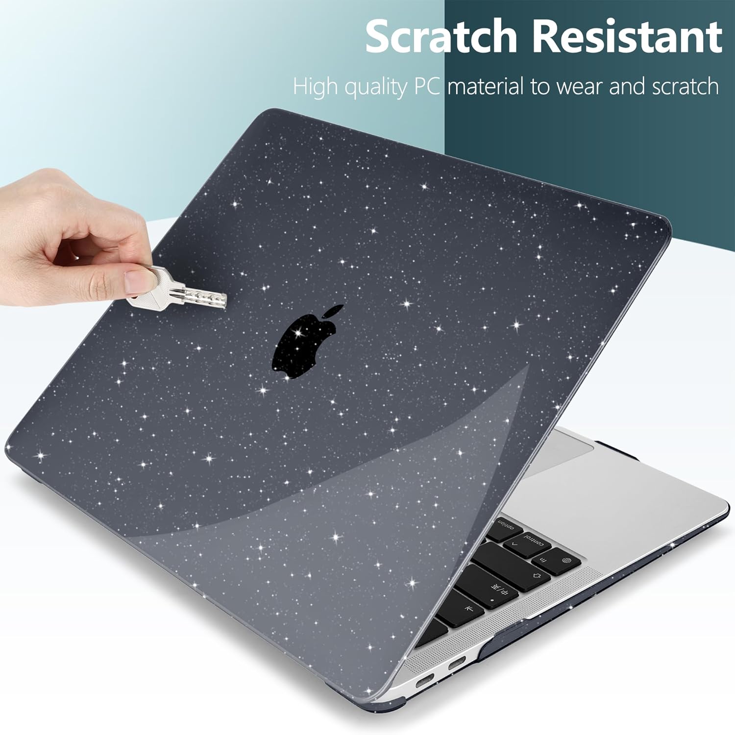 DONGKE for MacBook Air 13 inch Case 2021-2018 Release A2337 M1 A2179 A1932, Bling Plastic Hard Shell Case & Keyboard Cover Only Compatible with MacBook Air 13 inch Retina Fits Touch ID, Sparkly Black - Image 9