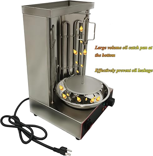 Miniatura 6 de HQHAOTWU Máquina de parrilla Máquina de barbacoa eléctrica Parrilla de acero inoxidable Horno giratorio Asador vertical eléctrico Temperatura