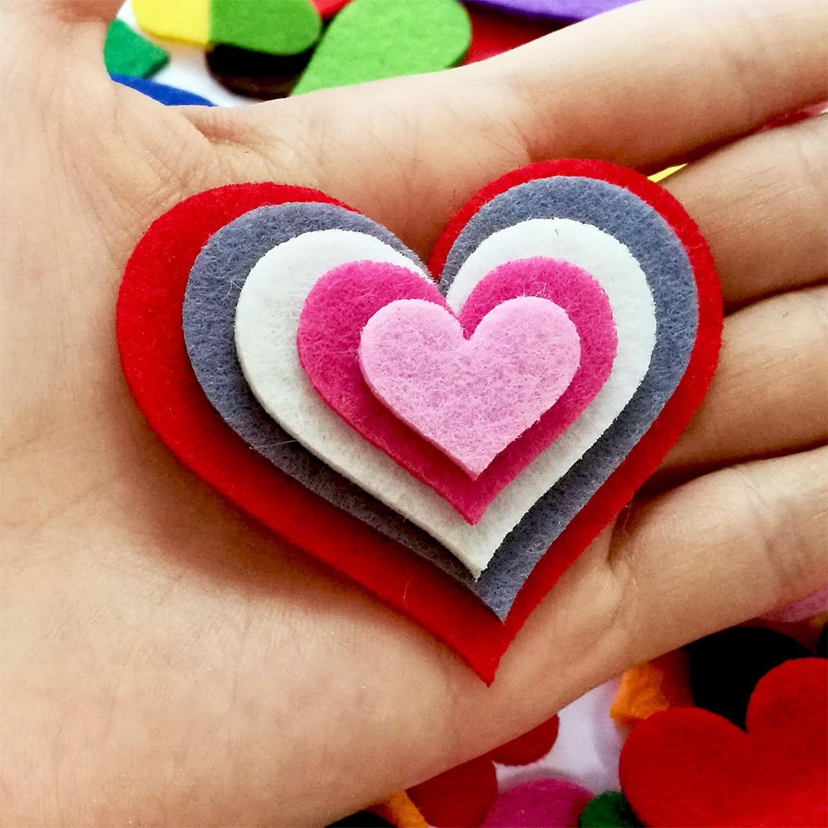 Summer-Ray 1 Ounce Mixed Lasercut Felt Hearts Assorted Colors and Sizes