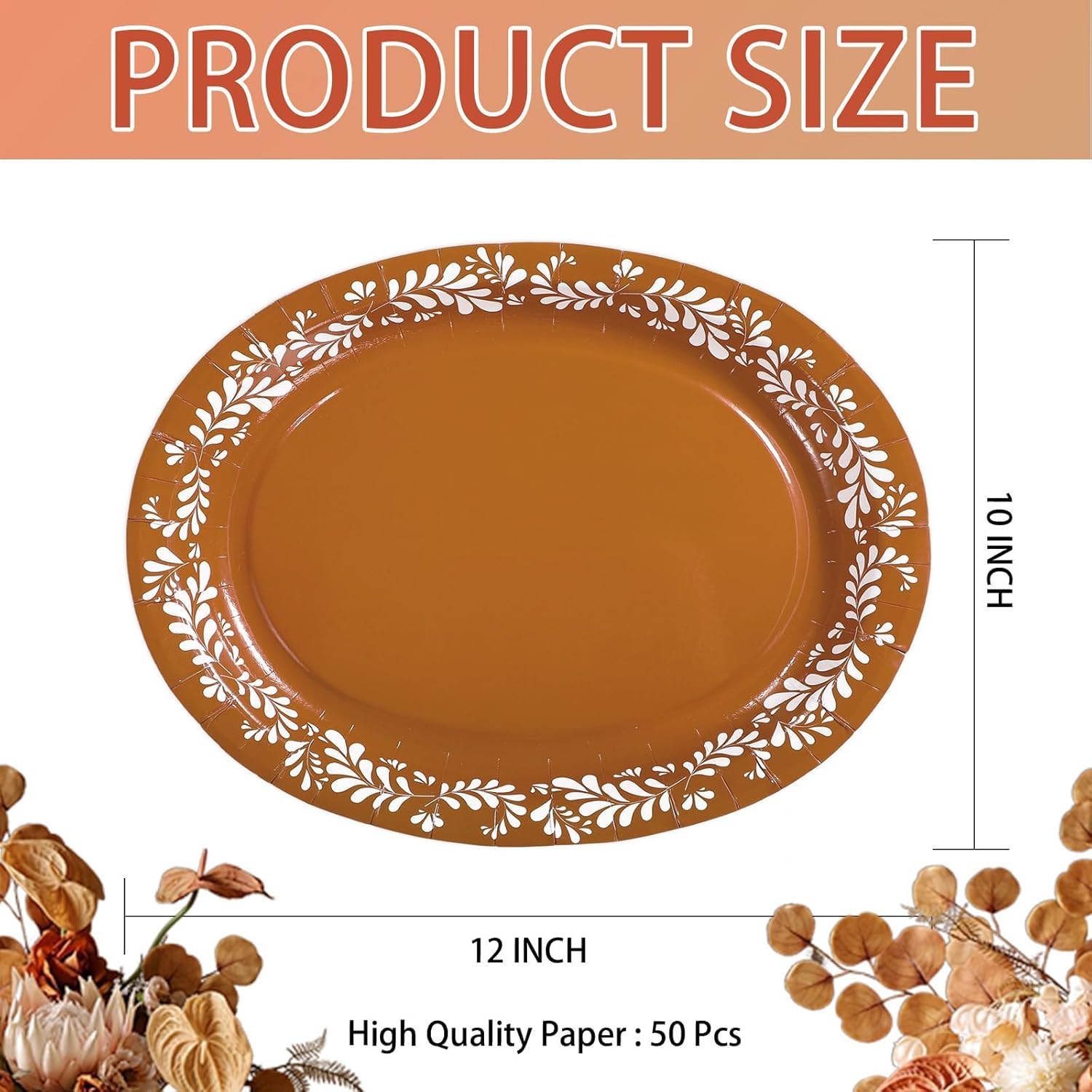 100Pcs Platos De Barro Mexicanos Oval Paper Plates 10" x 12" Large Heavy Duty Disposable Mexican Cielito Lindo Terracotta Clay Pottery Dessert Platters for Cinco De Mayo Wedding Birthday Decorations