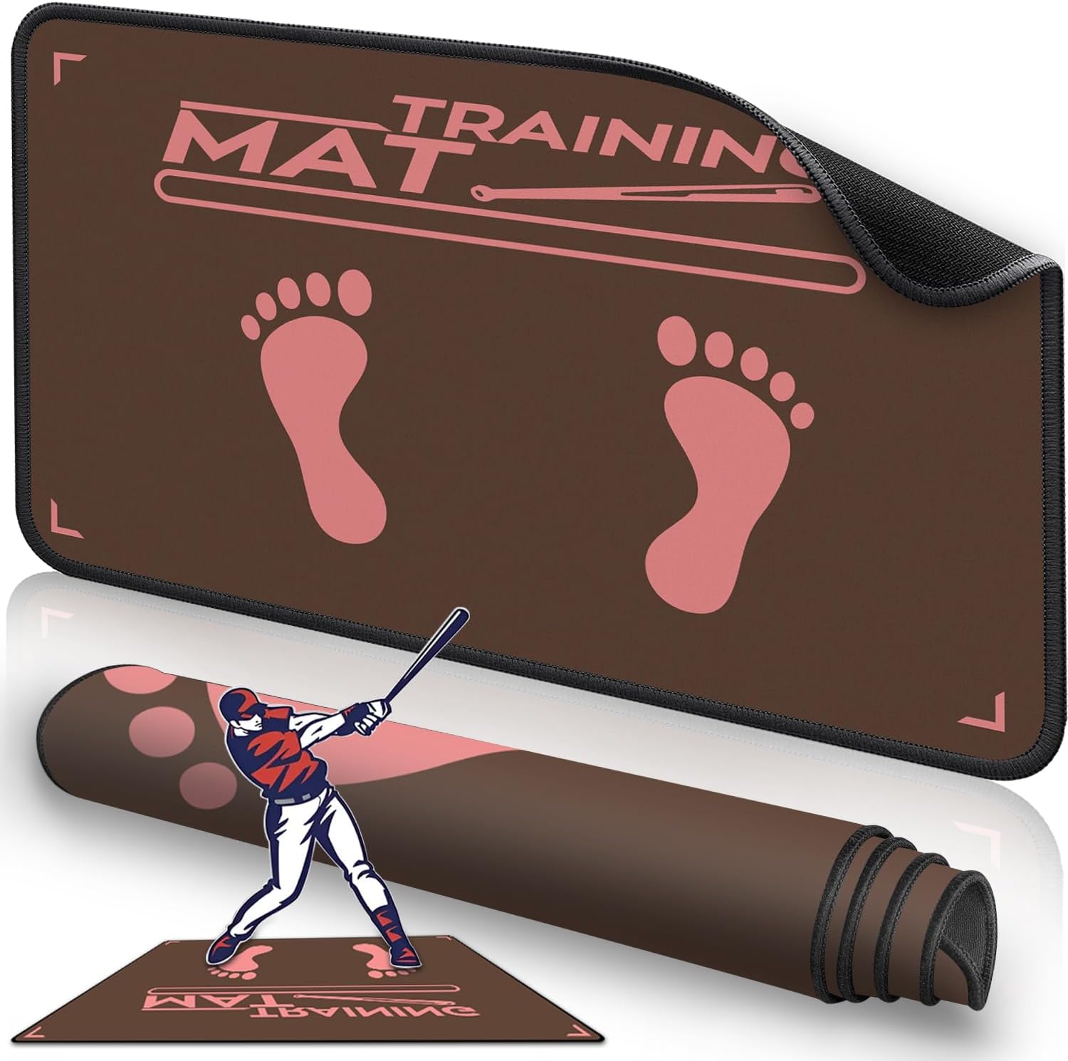 2F22E Baseball Hitting Mat,Indoor/Outdoor Portable Batting Cage Mat,35.4 * 23.6 Inch Baseball and Softball Batter Stance Training Mat for Kids to Improve Posture