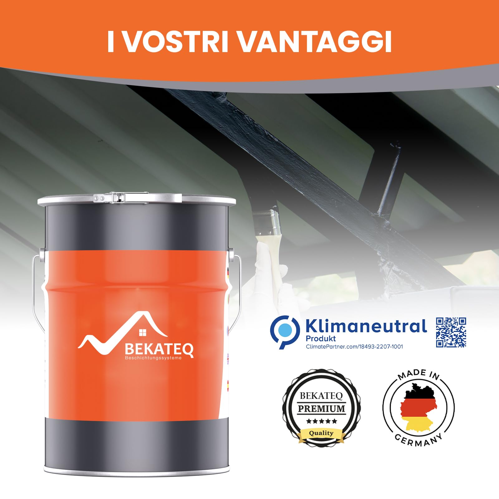 BEKATEQ Lacca protettiva per metalli 4in1 5L Verde muschio I Primer + Vernice antiruggine + Mano intermedia + Mano di finitura I Vernice per metalli per tetti, finestre, porte, recinzioni LS-570