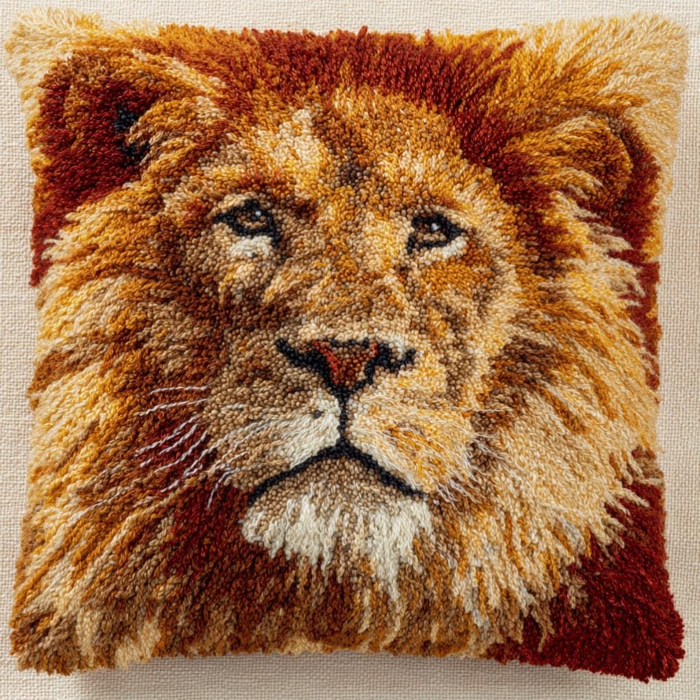 AxiangziK DIY Latch Hook Pillow Kit,Lion
