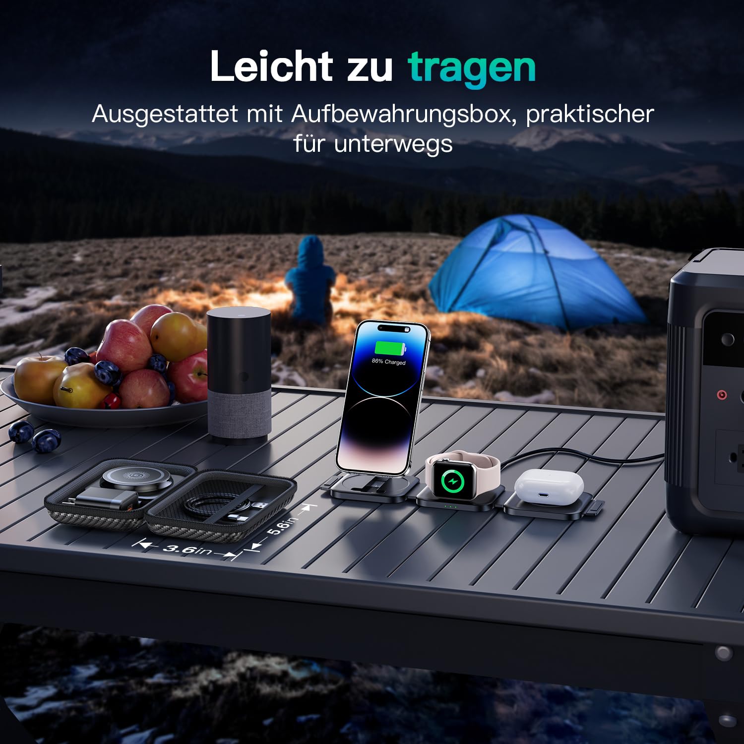 JARGOU 3 in 1 Mag-Safe Ladestation für Apple, Ladestation Apple Watch und iPhone, Faltbar Ladegerät für iPhone 17 Pro Max 16 15 14 13 12, Wireless Charger für Apple Watch Series, AirPods Pro 4 3 2