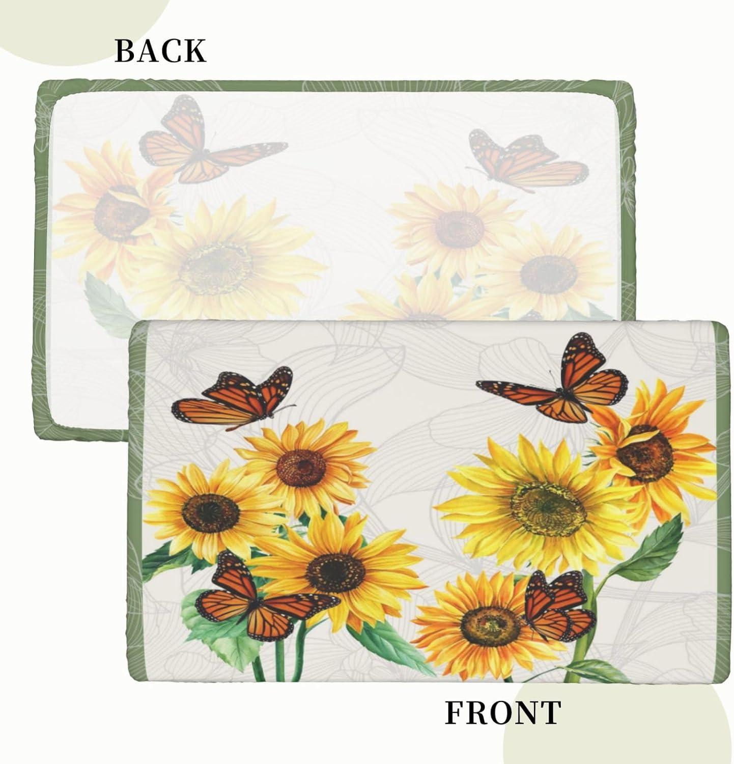 4ft Rectangle Fitted Table Cloth Floral Sunflower Butterfly Table Cloth with Elastic Edged Rectangular Waterproof Polyester Tablecloth for Camping Dining Patio Restaurant Use image 2