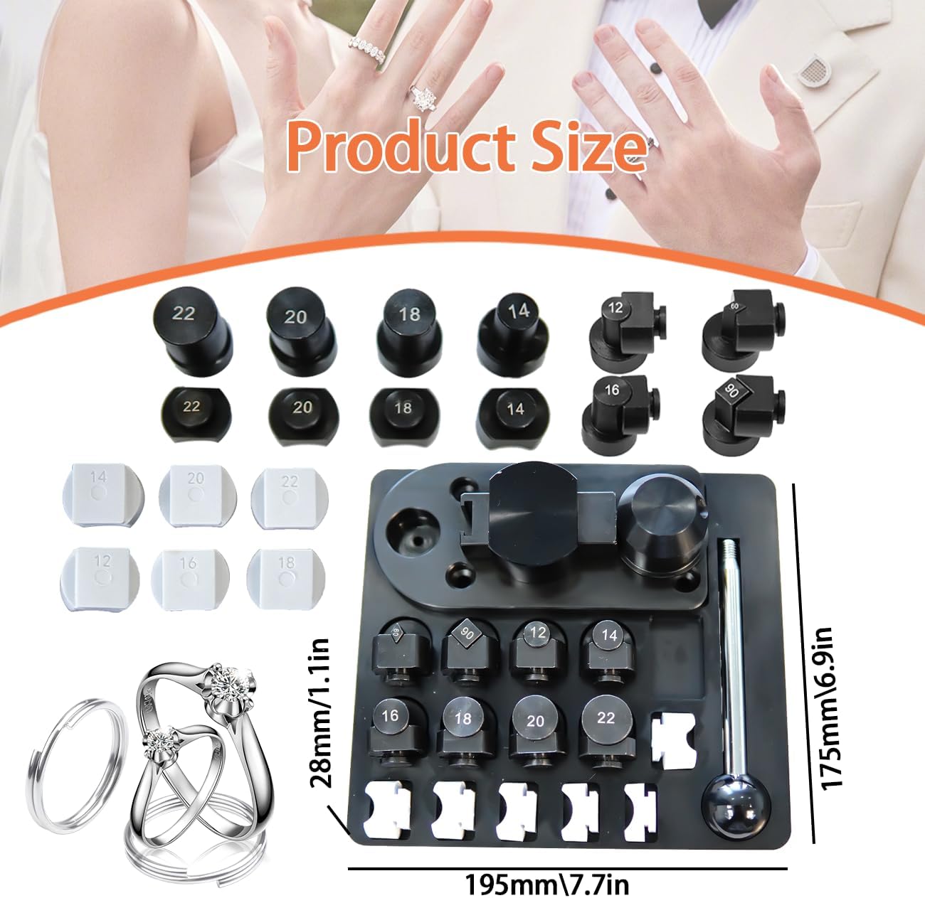 IvySync 15pcs Spoon Ring Bending Tool Kit,Multi-Functional Ring Bending Machine with Sizer Measuring Tool and Nylon Dies Making Tool,Jewelry Making Measuring Tool Set for Soft Metals