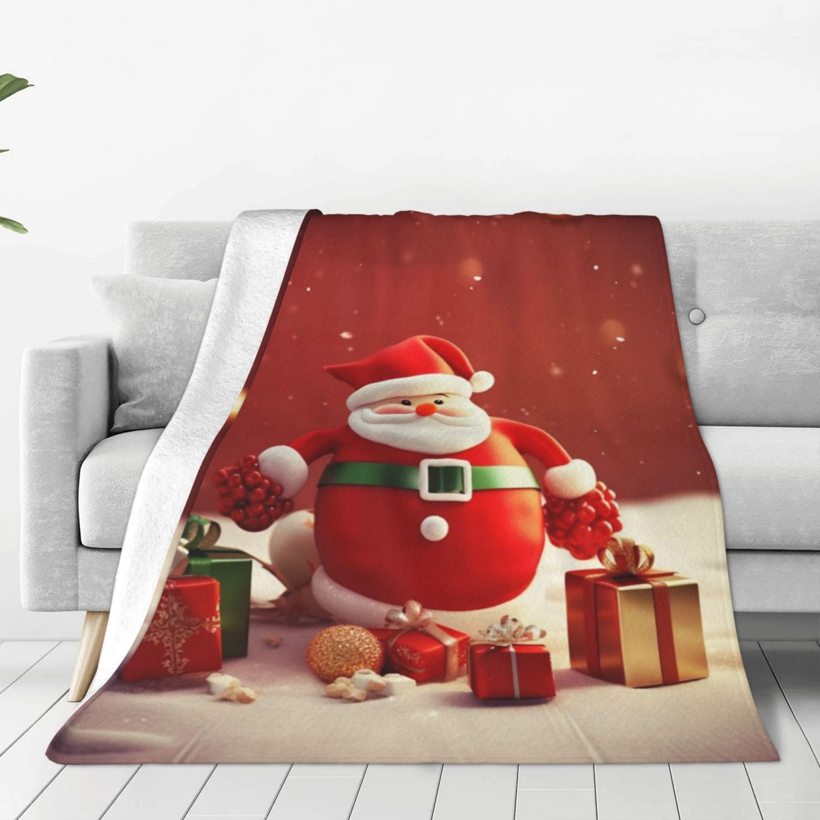 Couverture en micro polaire Merry Christmas pour lit et canapé