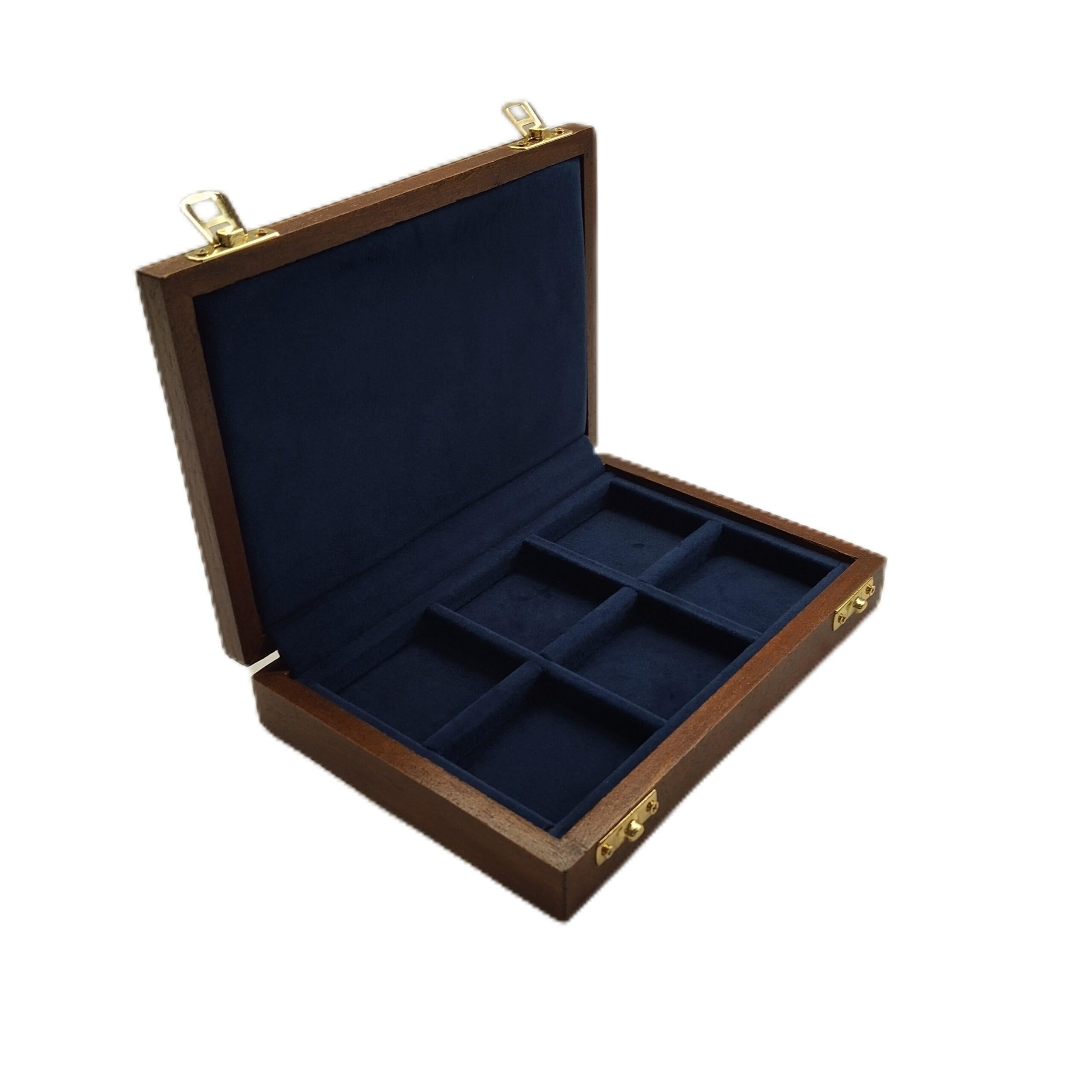 Caja para Monedas de colección 6 Compartimentos 40x40mm, Madera Maciza y Terciopelo, numerada con Certificado, numismática