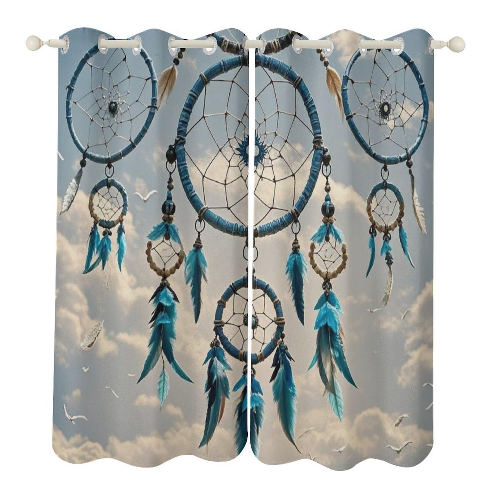 Rideaux occultants attrape-rêves thermiques 132x213 cm pour salon