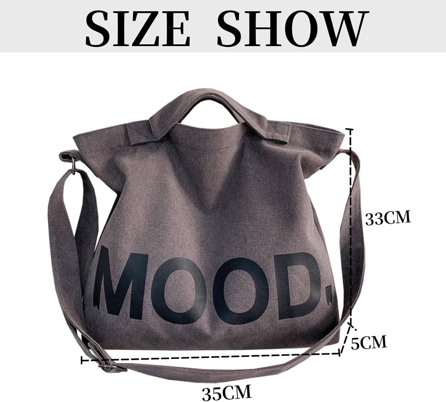 Canvas Tote Bag,Crossbody Shoulder Tote Bag for Women and Men Zipper Messenger Bag Travel Shoulder Bags Handbags - Image 4