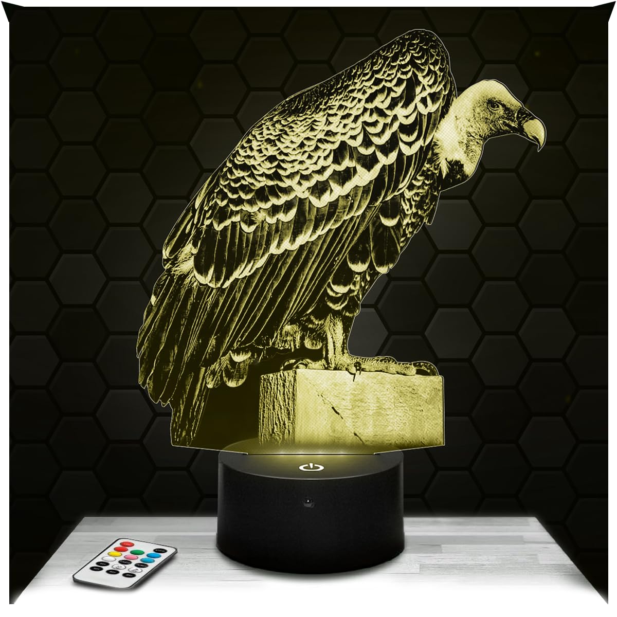 Lampephoto.fr - Vulture 3D Lamp Animal Touch Night Light Led, 3D Hologram Effect, Christmas Birthday Gift Idea for Boy or Girl, Room Decoration Object