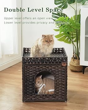 SETVSON Cat Beds for Indoor Cats Extra Large Double Cat Cave Pet Cube18.5 x 20.5 x 19.1 Inches,Cat Bed Pad for Indoor Cats, 19.3 * 17.7 * 1.57 inch