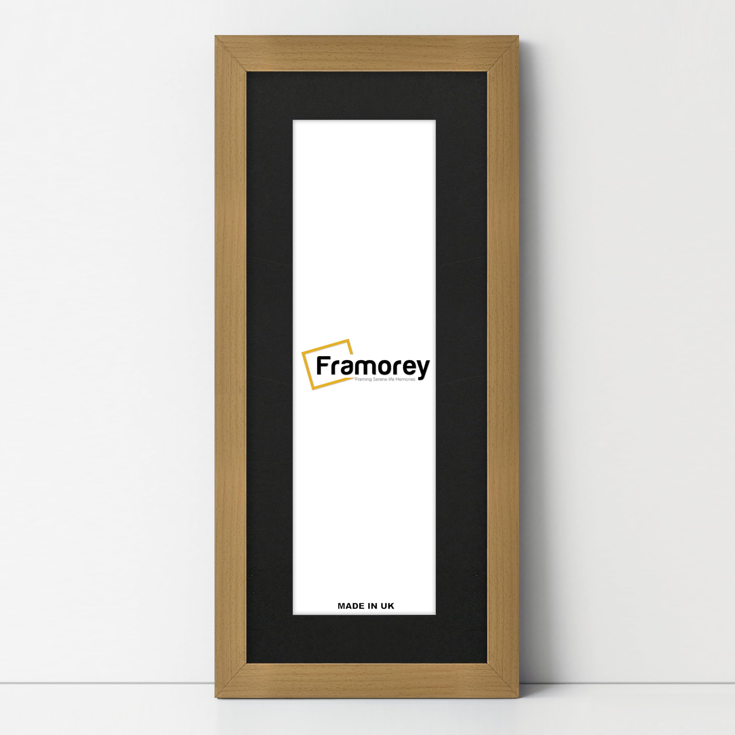 FRAMOREY Panoramic Style Photo Frame, 28x22" Size, Beech Wood Effect With 24x18" Size Black Mount, Wall Art Hanging Frame