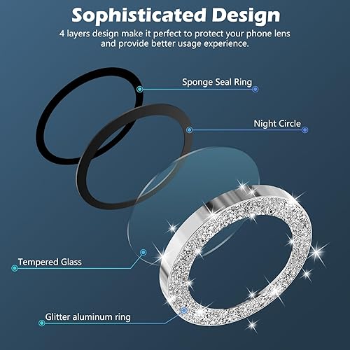 Miniatura 6 de imluckies Protector de lente de cámara para iPhone 15 Pro Max, anillo individual de aleación de aluminio transparente HD, película de protección de