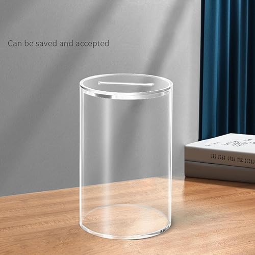 Miniatura 3 de Tarro acrílico para ahorrar dinero, caja de ahorros abierta, 1 alcancía transparente de acrílico libre de arañazos con diseño liso y redondeado,