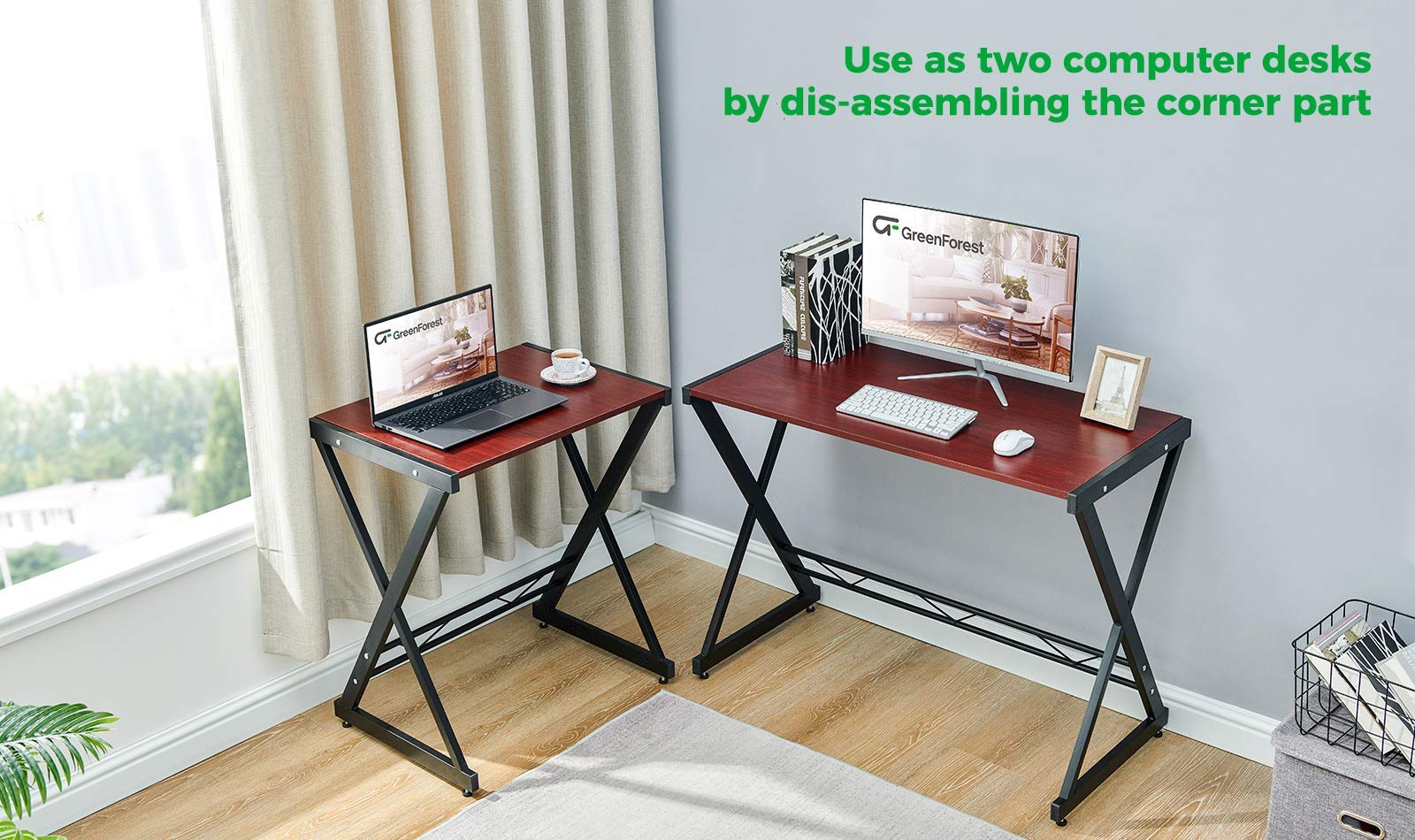 L Shaped Gaming Desk, Home Office Desk with Round Corner Computer Desk