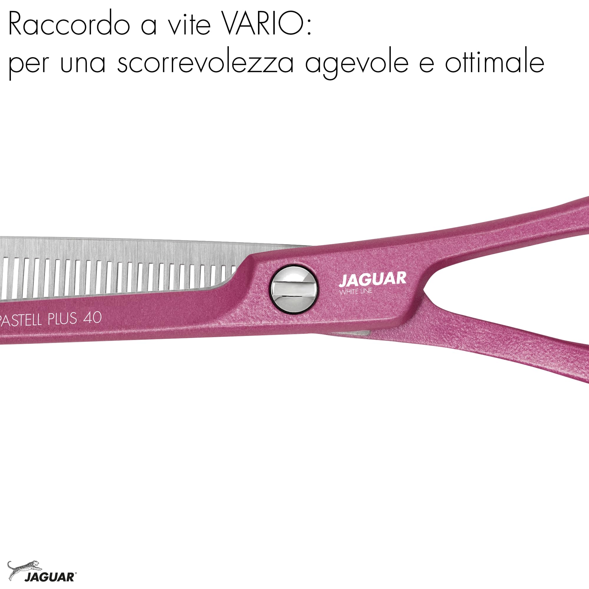 JAGUAR Forbici da modellatura PASTELL PLUS Berry Classic 40 5,5" | Forbici da texturizzazione con 40 denti sfolti a taglio prismatico | Rivestimento metallico antiallergico | Prodotto in Germania