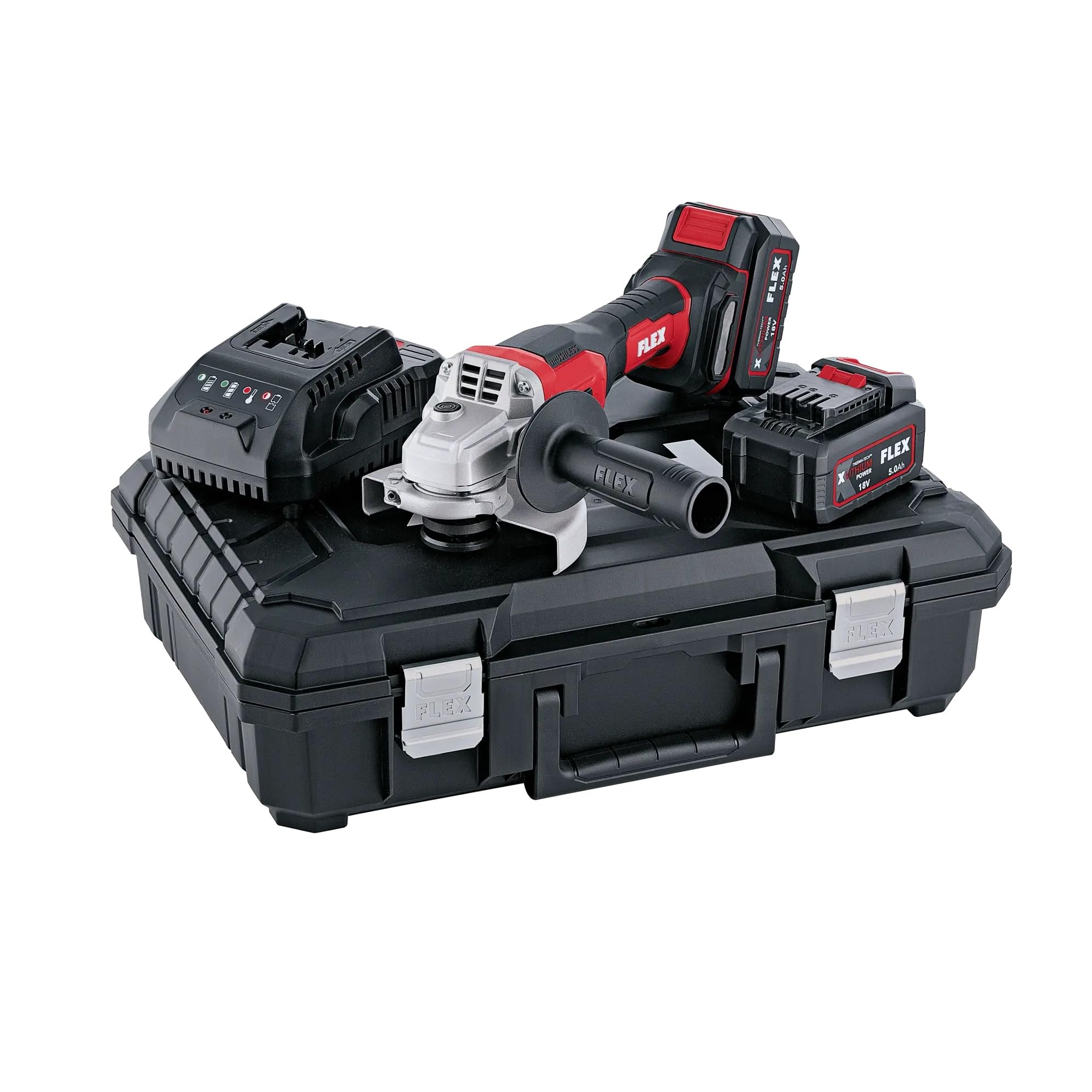 FLEX Aktion 530496 Meuleuse d'angle sans fil L 125 18.0-EC LD / 5.0 (tour de préhension 147 mm, poids 1,47 kg, 2 batteries 18 V/5,0 Ah)