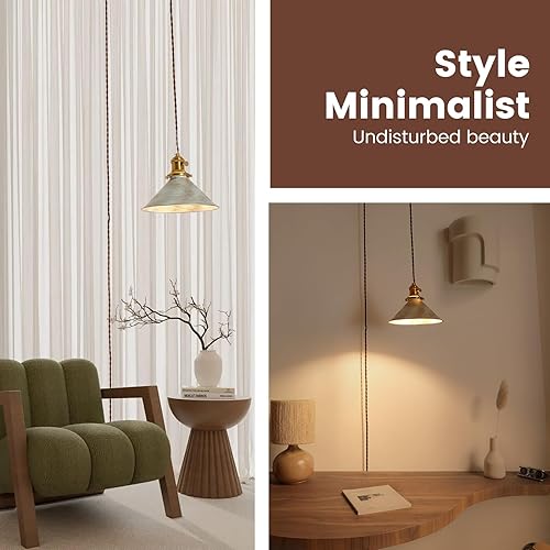 Miniatura 3 de Luces colgantes con cable de enchufe, lámpara colgante industrial de jaula de plata antigua con bombillas Edison, lámpara colgante con acabado de