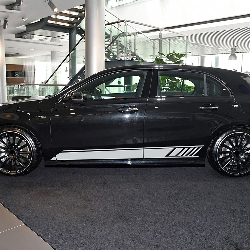 Adesivi per minigonne laterali 2 pezzi Adesivo per strisce laterali per porta Adesivo in vinile, per Mercedes Benz Classe A W177 Hatchback A45 AMG A35