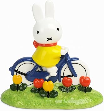 Miffy Tulip Garden Bike Ride Figurine, 6.125 x 2.75 x 5.825 Inches, created by Blue Sky Clayworks