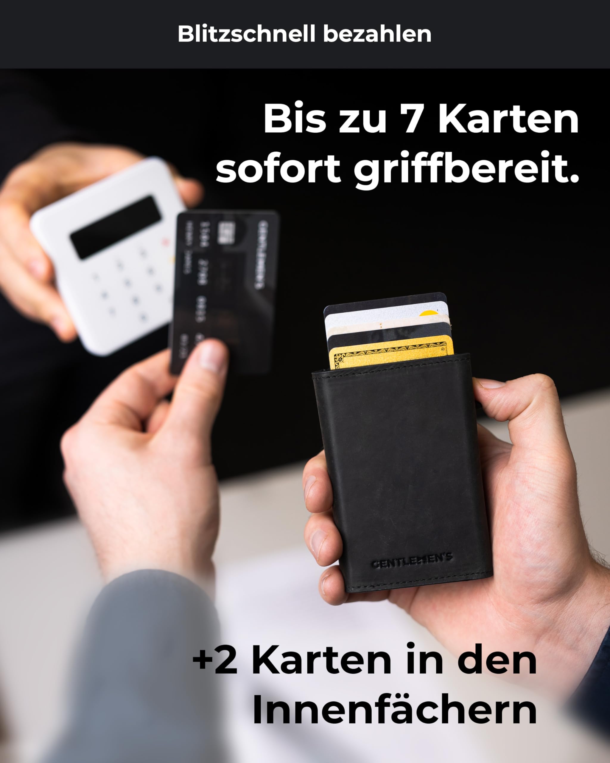 Gentlemen's® Cardholder - Kreditkartenetui mit Münzfach & RFID-Schutz - Geldbeutel für Herren - kleines Portemonnaie - - Smart Wallet für Karten & Münzen