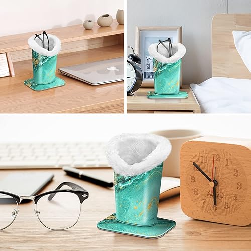 Miniatura 5 de Fintie Soporte para anteojos forrado de felpa con base magnética, estuche de cuero vegano prémium para lentes