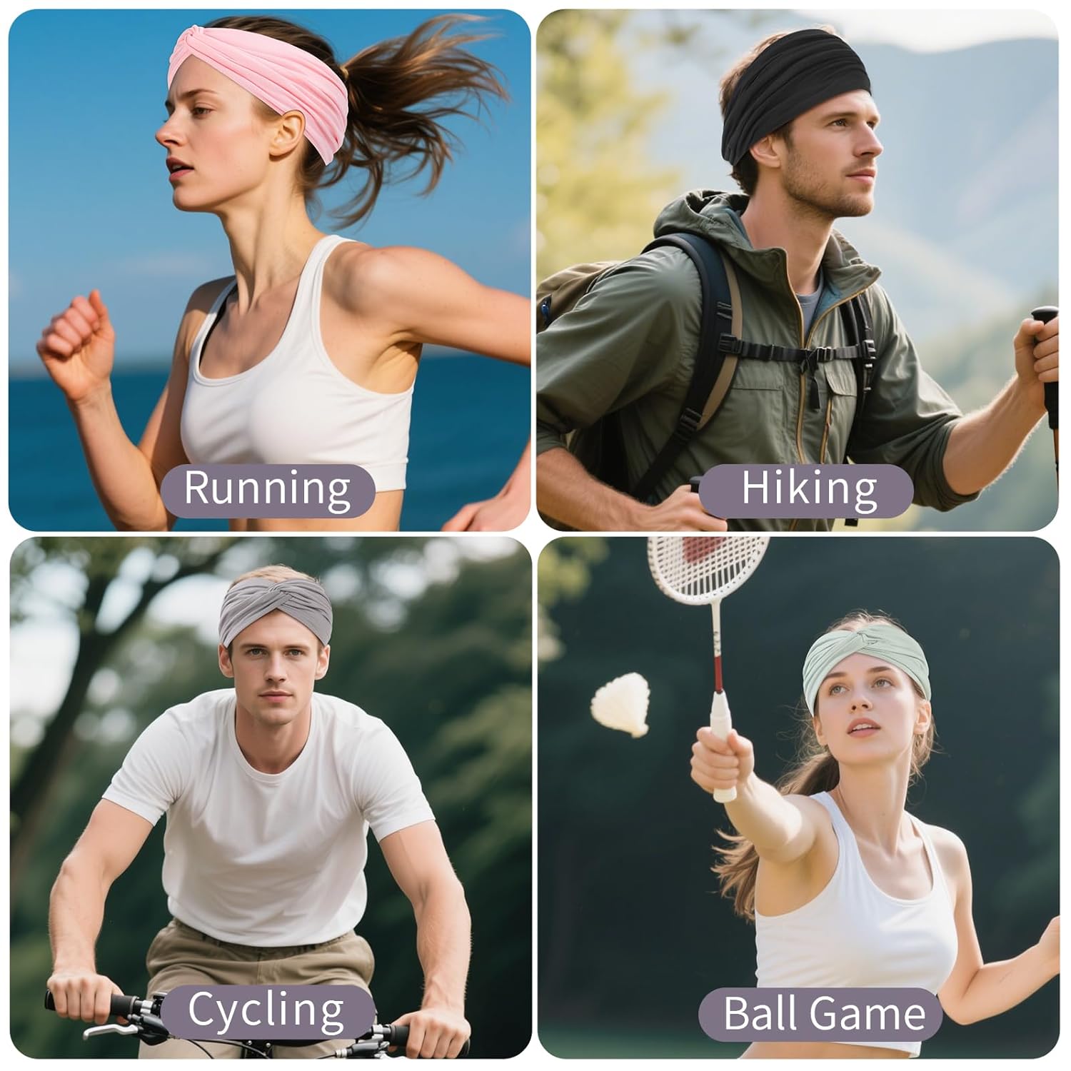 8 Pcs Stretchy Headbands for Women, Absorbed Sport Headband Soft Twist Knotted Hairbands for Daily Life Yoga Workout(Widen) - Image 4