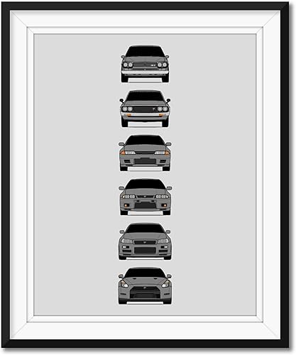Miniatura 35 de Handmade Poster compatible with Nissan Skyline GT-R Print of Nissan Skyline GTR (KPGC10, KPGC110, R32, R33, R34, R35) - Red, 11x14" Metallic Print