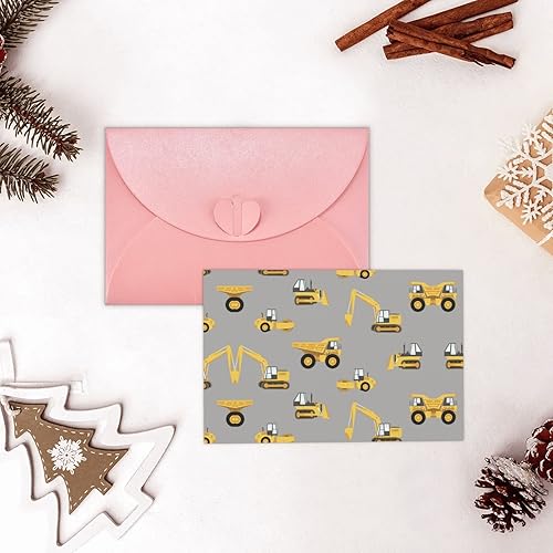 Miniatura 9 de MQGMZ Los camiones de la construcción imprimen las tarjetas de felicitación del día de fiesta en blanco las tarjetas de la nota con los sobres