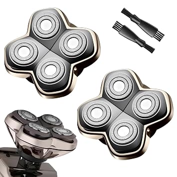 2Pack PRO 4 Head Replacement Blade Compatible with Pitbull Shaver Replacement Blade,Rotary 4 Blades Compatible with Skull Pitbull Gold/Silver/Platinum PRO,Blades Fit for Butterfly Kiss Head Shavers.