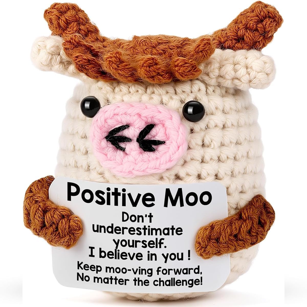 Funny Desktop decoration Crochet Cow Gifts - Emotional Inspirational Support Gift for Women Men Coworker Friends Easter，Desktop decoration