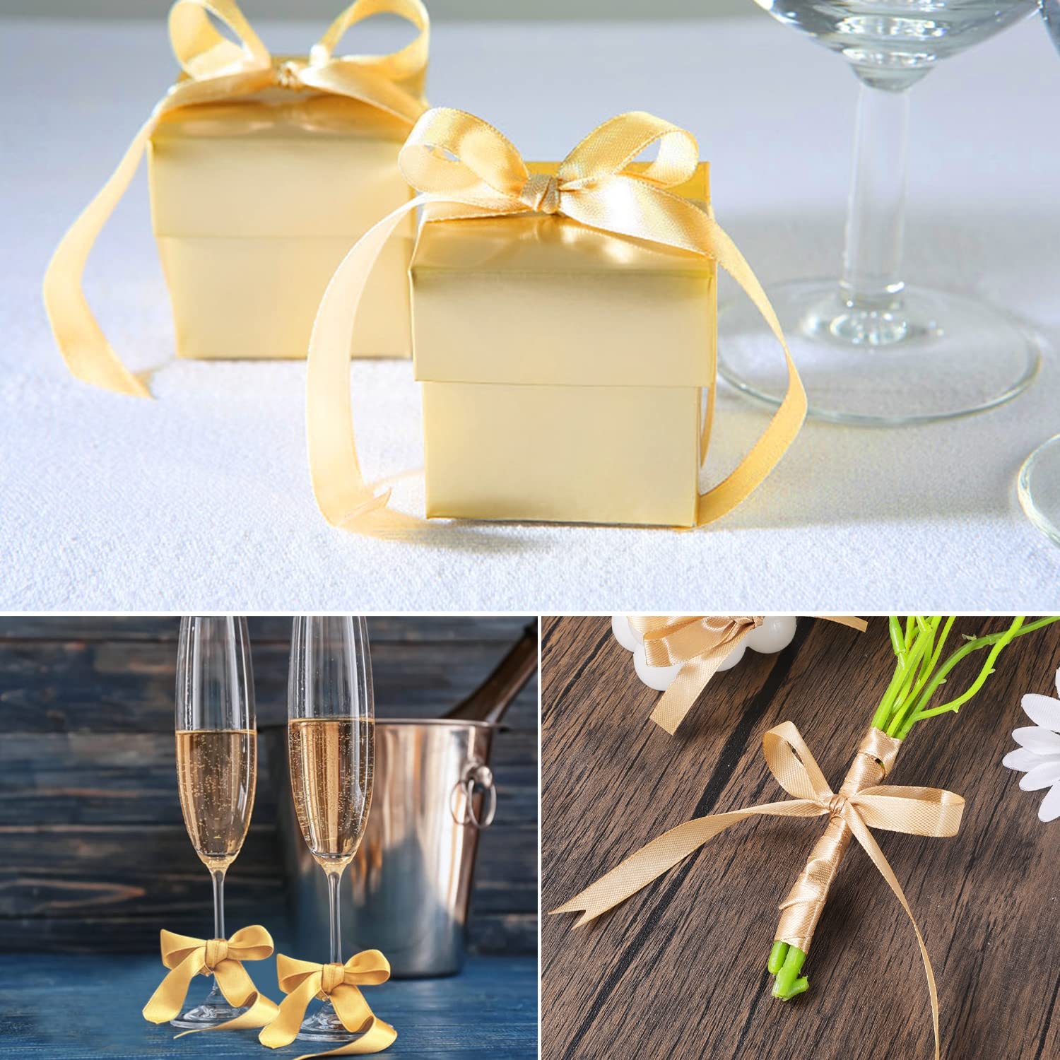 3/8 Inch Satin Ribbon With Gold Edges - 400 Yards 16 Color Gift Wrapping Ribbon