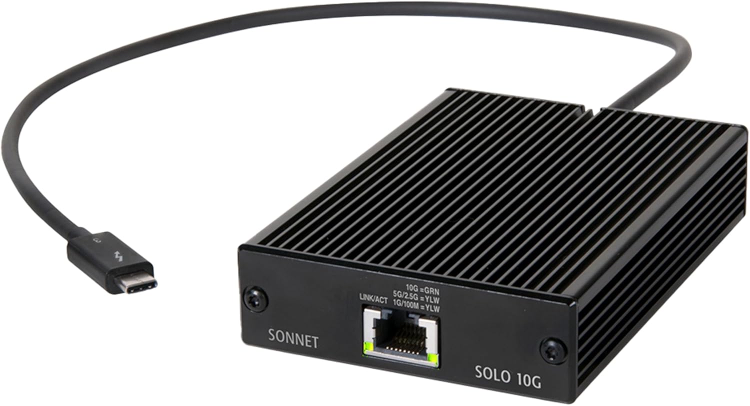 Sonnet Technologies Solo 10G Thunderbolt 3 to 10GBASE-T Ethernet Fanless Adapter (SOLO10G-TB3)
