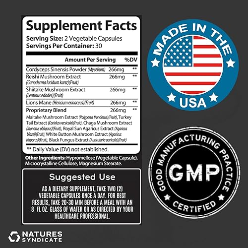 Miniatura 7 de Suplemento de complejo de hongos nootrópico cerebral natural para el bienestar cognitivo, claridad, enfoque, memoria y apoyo al sistema