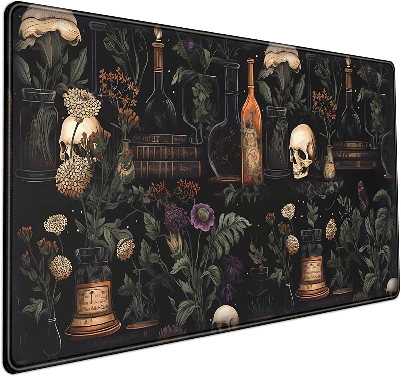 Vintage Aesthetics Desk Mat Black Academia Mystical Extended Desk Pad XL | XL Extended Large Gaming, Mouse Pad, Computer Laptop Keyboard and Mouse Mat, Desktop Protector Mat, 31.5 x 15.8 in