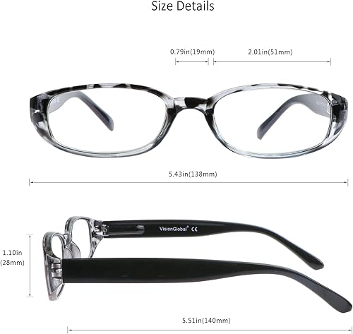 Miniatura 3 de VisionGlobal 4 pares5 pares de anteojos de lectura con bisagra de resorte, lentes de bloqueo de luz azul para mujereshombres