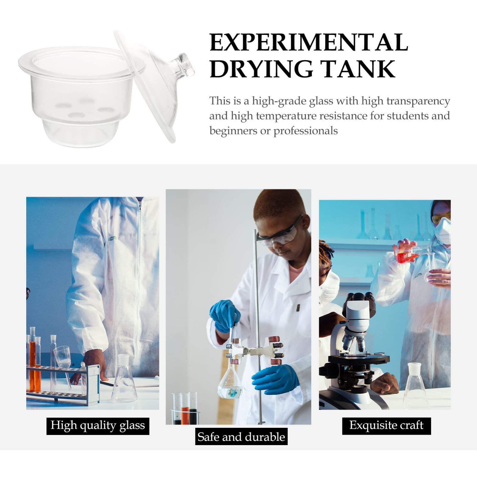 Petit déshydratateur de laboratoire en verre - Dessiccateur sous vide - Pour fournitures de laboratoire - Pot rond transparent de 150 mm