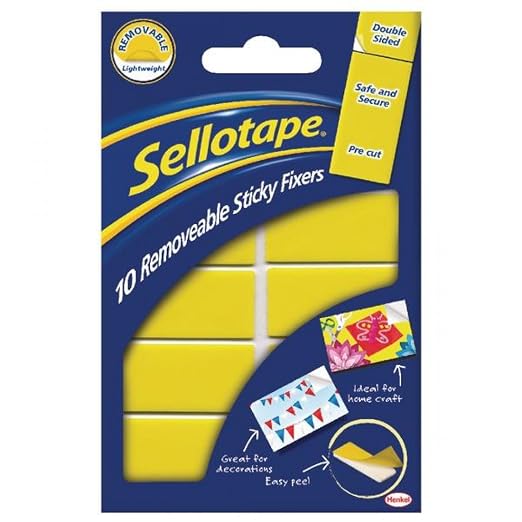 Sellotape Removable Sticky Fixers Double Sided Foam Pads 20x40mm Pack