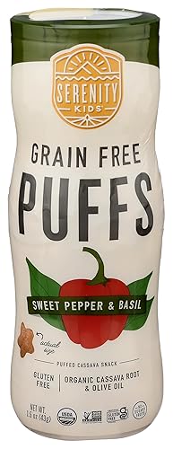 Serenity Kids Bocadillos sin granos para niños pequeños y bebés sin azúcar añadida sin gluten ni arroz sin alérgenos hecho con yuca orgánica
