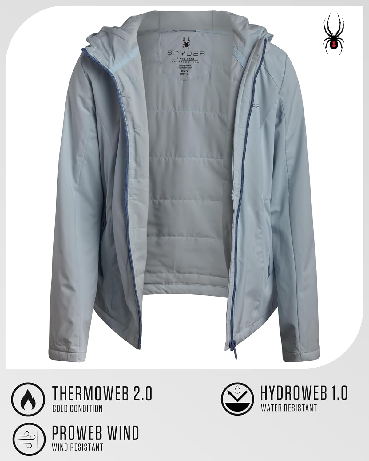Spyder Girls Windbreaker Jacket - Lightweight Insulated Water and Wind Resistant Jackets for Girls Zip Up Kids Outerwear Coat - Image 2