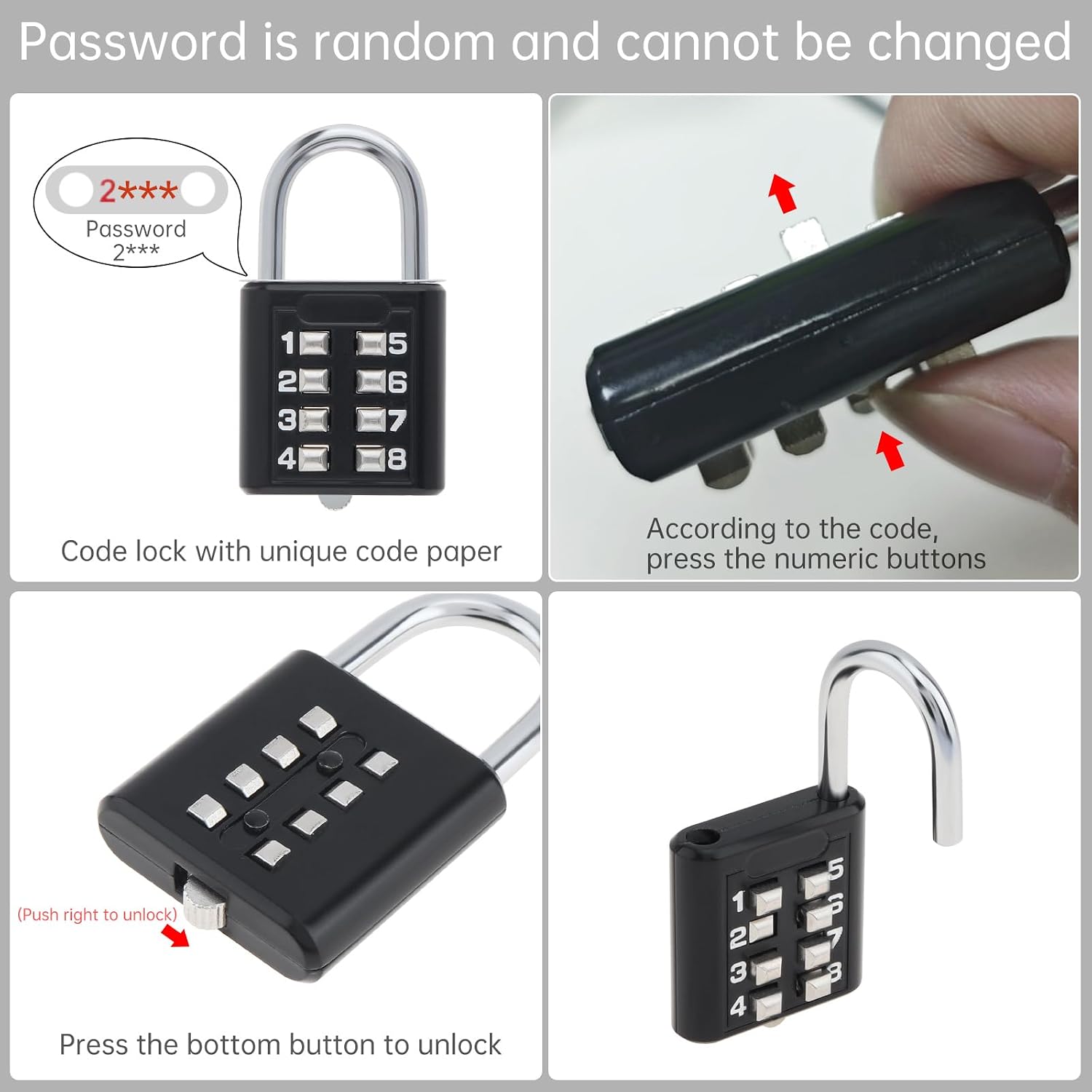 Door Knob Lockout Device with Code Padlock,304 Stainless Steel Cover to Disable Doorknob for Door Handles/Faucets/Valves with 3cm Hole Diameter,Round Locking Door Knob Cover for Extra Security image 5