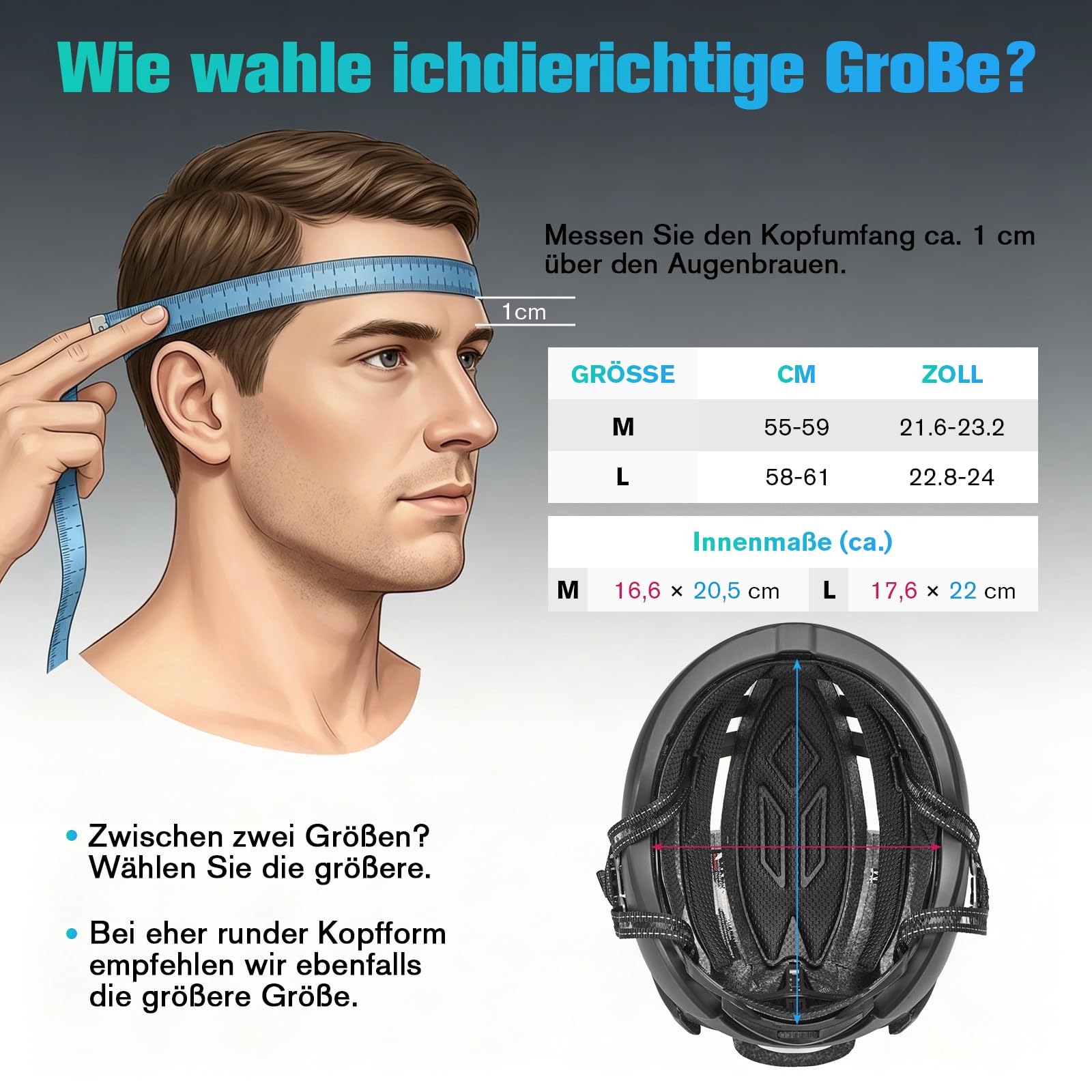 Fahrradhelm Herren Damen, Leichter Fahrradhelm Erwachsene für City & Rennrad mit Magnetverschluss, 16 Belüftungsöffnungen, CE EN1078 – Verstellbar M/L (55–61 cm, ca. 290–300g)