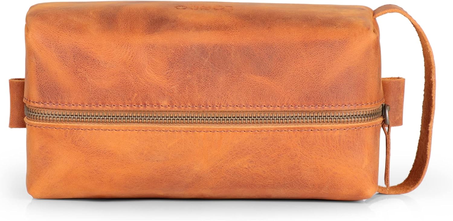 Londo Genuine Leather Travel Toiletry, Makeup, Shaving Organizer Bag - Dopp Kits - Unisex