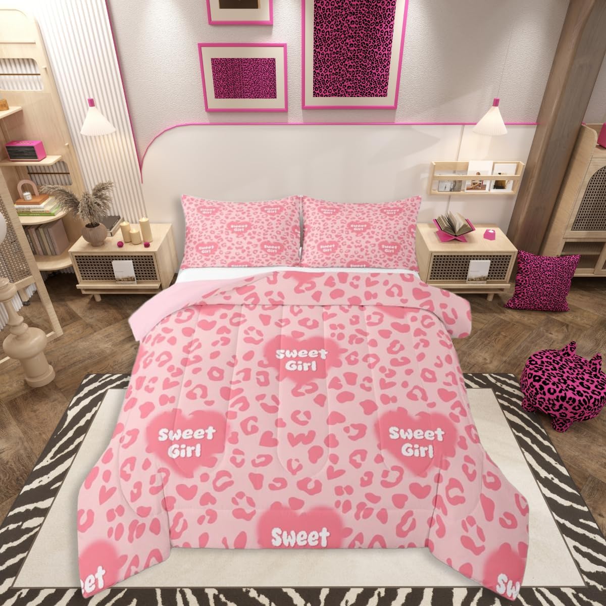 jejeloiu Adult Leopard Comforter Set Queen Size Cheetah Bedding Set for Kids Boys Girls Animal Print Duvet Quilt Safari Bedroom Decor Microfiber 3 Pcs with 2 Pillow Cases