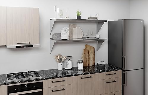 Vista 86 de AmGood Estante de pared de acero inoxidable de 60 pulgadas de largo x 8 pulgadas de profundidad Certificado NSF Estantería de metal